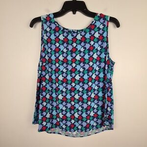 Talbots Women's‎ Petite Medium MP Tank Top Fish Print Shirt Sleeveless Blouse